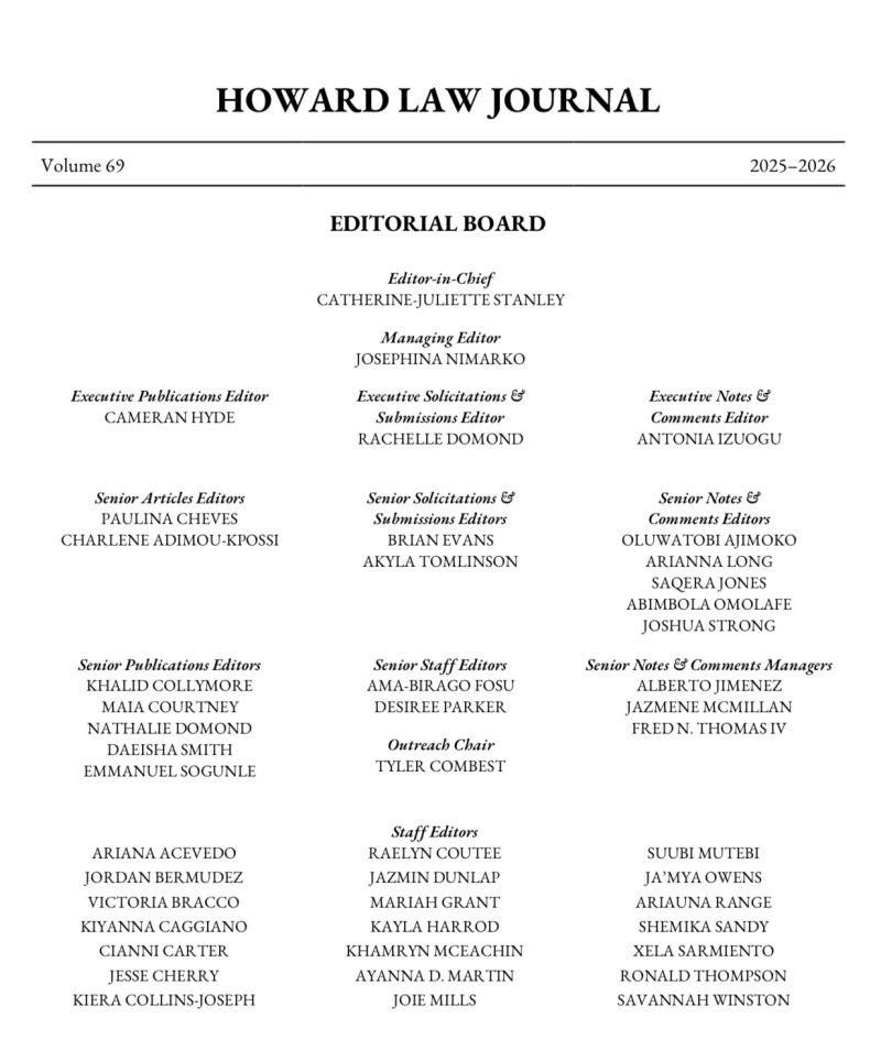 Volume 69 Masthead